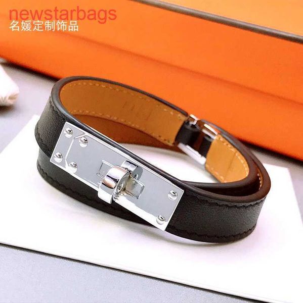 

designer herms bracelet for sale cowhide h bracelet original leather double-loop female, Golden;silver