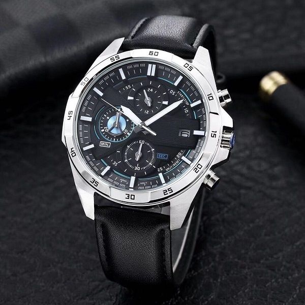 

original shock watch 556 sport quartz watch world time full feature leather band efr series, Slivery;golden