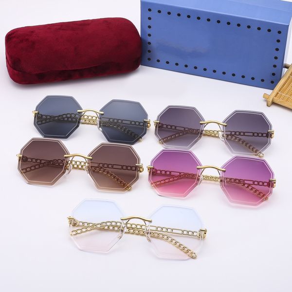 

Frameless Eyewear Gold Metal Frame Sunglasses for Women Men Polygon Anti-Blu-ray Discoloration Clear Optical Lenses Luxury Designer Shading Glasses