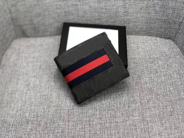 

high version mens wallet designer purse slim fold wallets card holder genuine leather credit coin purse with original box, Red;black