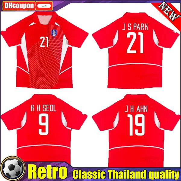 

retro korea national team 2002 jersey soccer jerseys spark khseol mbhong jhahn 02 home red vintage south thai quality classic camisetas de f, Black;yellow