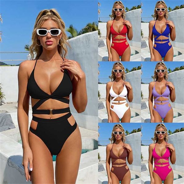 

new split swimsuit strap cross swimsuit bikini women's zt012, White;black