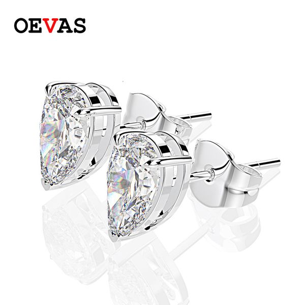 

stud oevas classic 100% 925 sterling silver pear real gemstone ear studs white gold earrings fine jewelry gifts wholesale 230307, Golden;silver