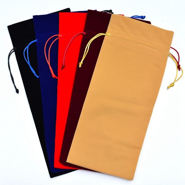 15*35cm Gift wrap Velvet Red Wine Bottle Bags Covers Drawstring Flannel Wedding Party Gift Packaging Pouch