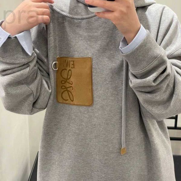 

men's hoodies & sweatshirts designer 5xl plus size hoodies sweater new pu leather pocket pullover luxury hoodie fashion loose sweatshir, Black