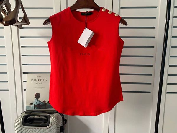 

womens shirts designer tank fashion clothes women designer t shirt vest tshirt letter shoulder button cotton black summer clothing sleevele, White