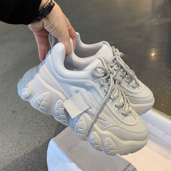 

dress shoes 2021 new women chunky bottom sneakers female vulcanized autumn casual platform sport shoes ladies lace up thick sole flats, Black