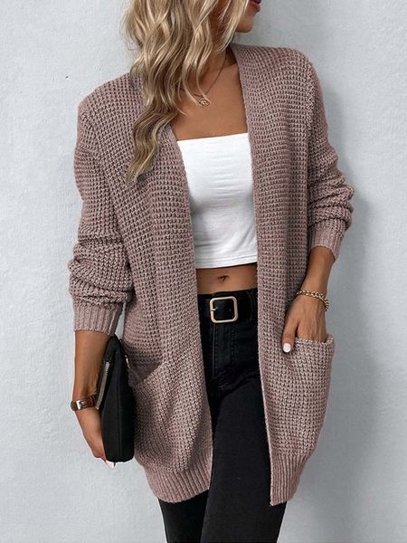 

women's knits tees 2023 autumn winter long cardigan women knitted sweater ladies thick warm caridgans female knitwear pocket 230308, White