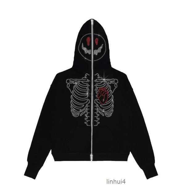 

2023 designer mens and womens hoodied jacket printed diamond hoodie coat cardigan zipper loose brand sweater 1me6, Black