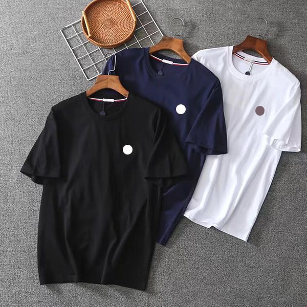 

classic chest logo men t shirt 3 colors basic solid shirts designer shirt aaa quality tee transportation size m--xxl, White;black