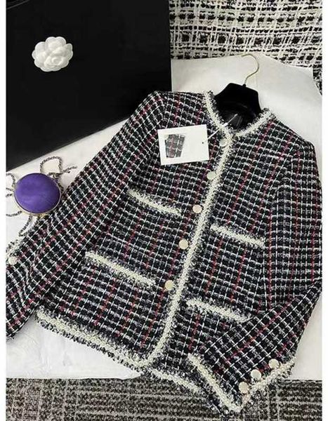 

women's wool & blends designer new 2023 brand jacket ootd fashion high-end autumn winter chains tweed coat leisure spring coats cardiga, Black