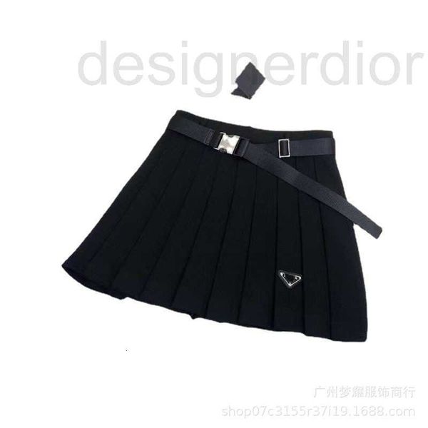 

women's jeans designer the correct version of the verified p family pleated skirt short new waist triangle logo shows thin jk 2jr0, Blue