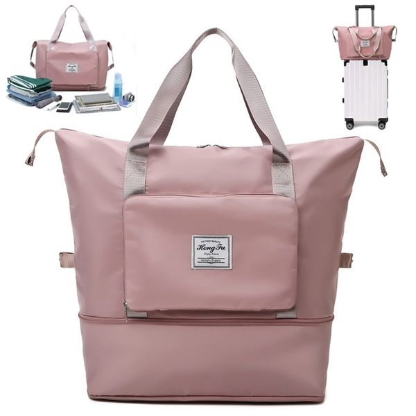 

stuff sacks large capacity folding travel bags waterproof luggage tote handbag travel duffle bag gym yoga storage shoulder bag for women men