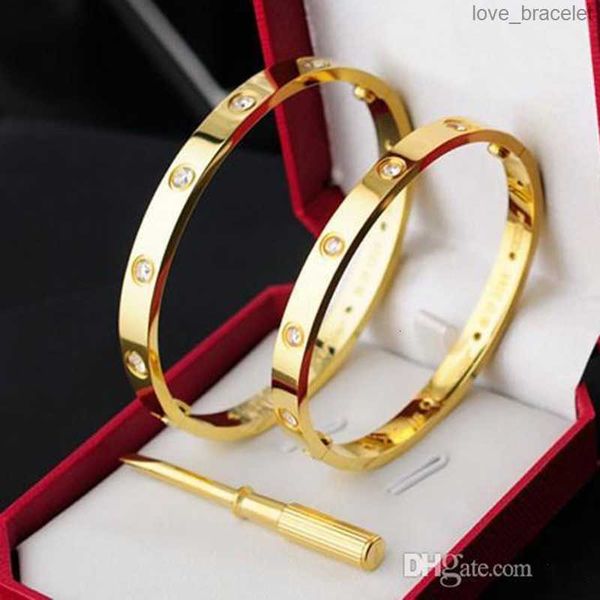 

fashion bangle silver ladies rose gold lady screw men screwdriver diamond luxury designer jewelry womens mens bracelets bangle box needpf52, Black