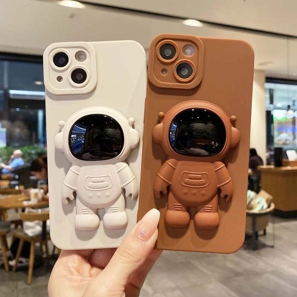 

3d bracket astronaut phone case for iphone 13 mini 12 11 14 pro max soft silicon back cover for iphone xr x xs max 7 8 6 6s plus