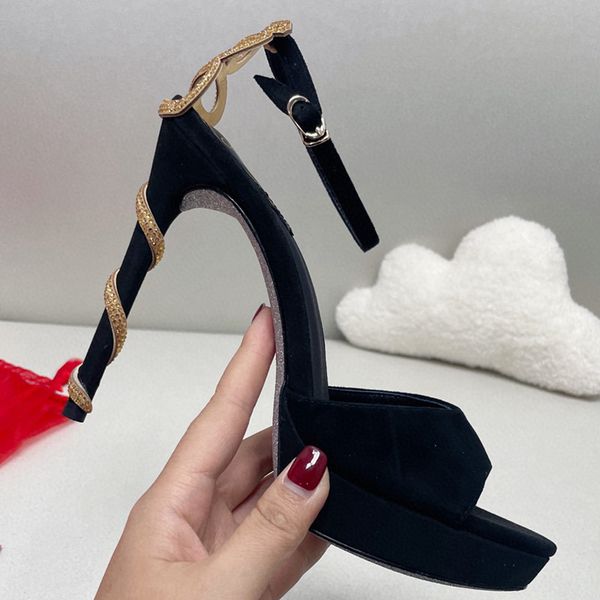 

womens fashion chunky platform sandal summer shoes elegant high stiletto heel round open toe ankle strap genuine leather, Black
