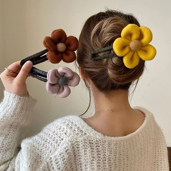

ruoshui woman large flower hair claw barrettes fashion girl hair clips hair headwear hair accessories korean hairpins, Golden;silver