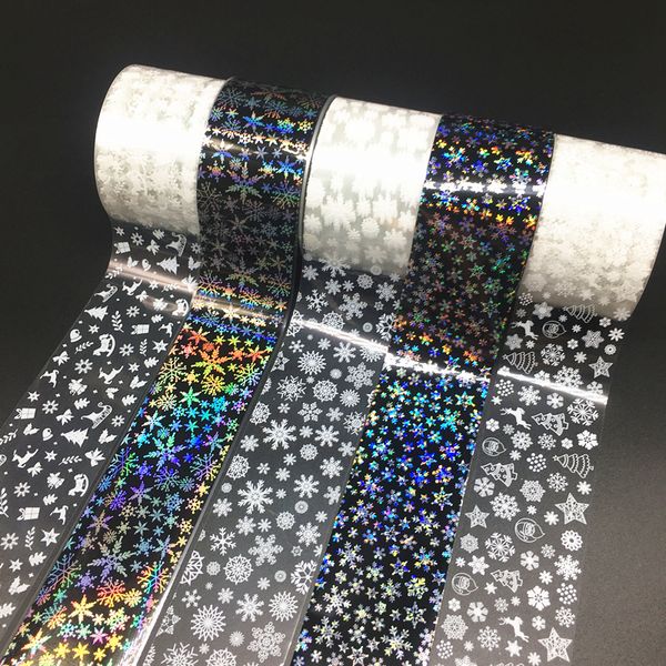 

stickers decals 100m nail foils snow for s transfer paper holographic sticker xmas manicure set christmas wraps diy decorations 230307, Black