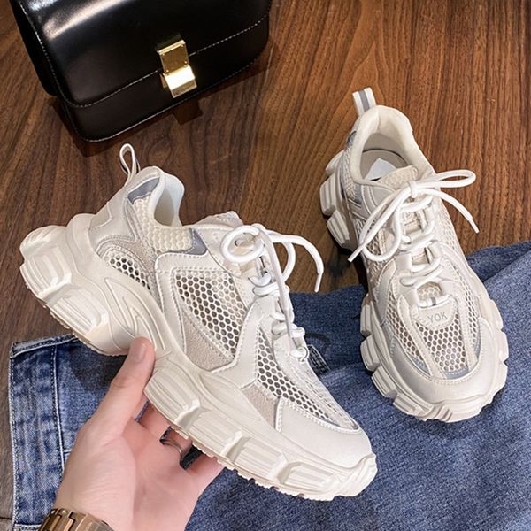 

dress shoes summer women sports shoes mesh breathable women sneakers wear-resistant outdoor casual shoes white running shoes women 230308, Black