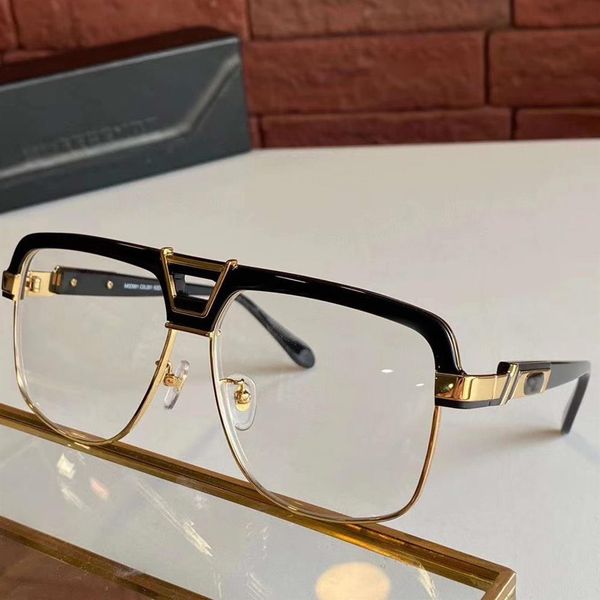 

991 black gold vintage square eyeglasses frames men black gold full rim optical frame sunglasses new with box311s, White;black