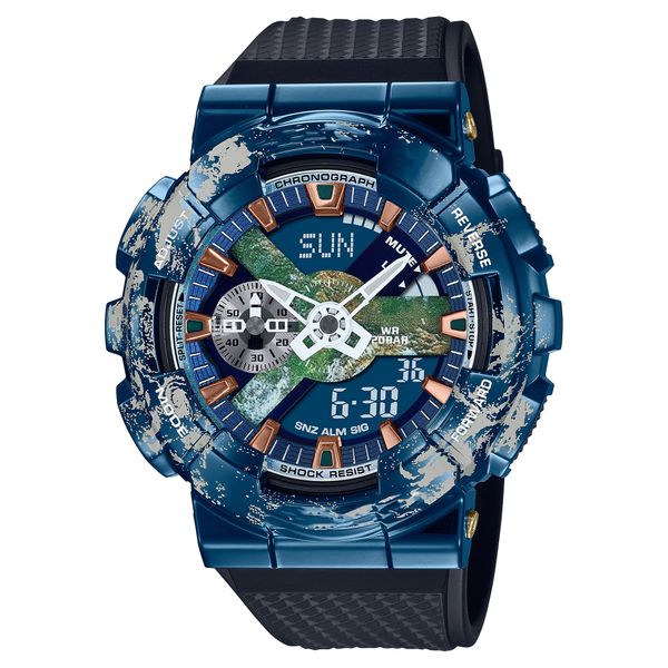 

original shock watch sports digital quartz watch gm-110 full feature world time led auto hand light alloy dial, Slivery;golden