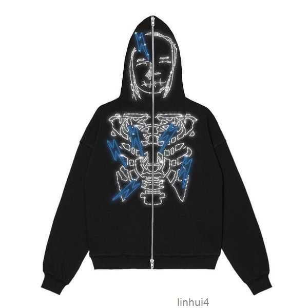 

2023 designer mens and womens hoodied jacket printed diamond hoodie coat cardigan zipper loose brand sweater c864, Black