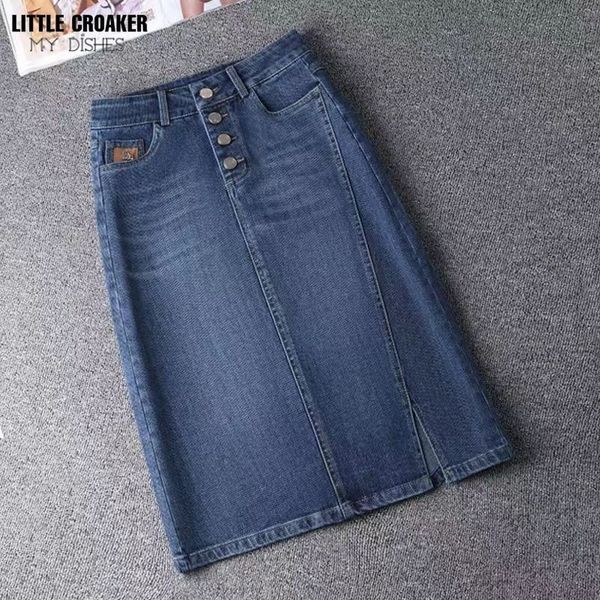 

skirts jeans skirt women trend elastic high waist complimentary belt pendant a-line skirt ladies all-match denim skirts womens clothes 23030, Black