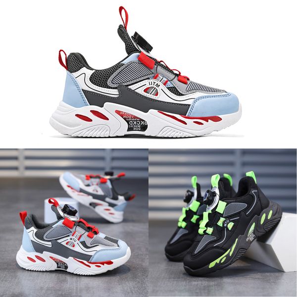 

2023 fashion ale children's shoes pink gray red black green spring rotating button breathable mesh outdoors shoes sneakers color271, White;red