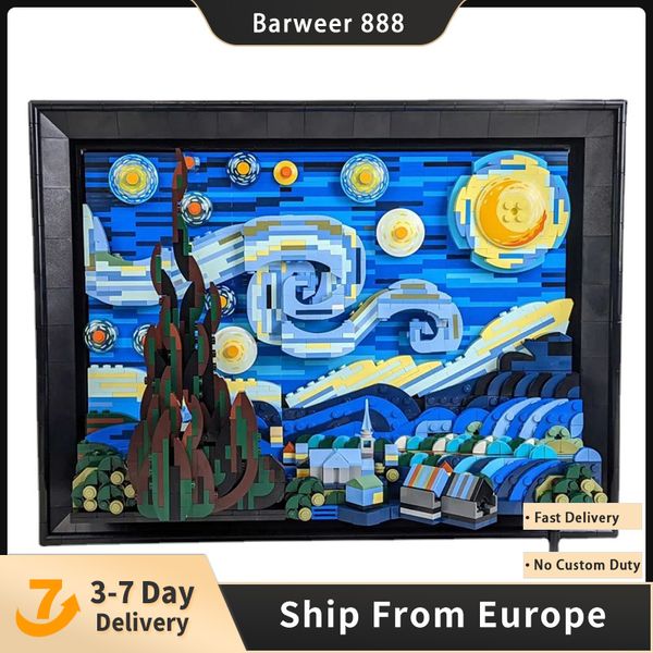 

creative idea block vincent van gogh classic famous oil painting the starry night model 2362pcs building blocks brick toys kids gift set com
