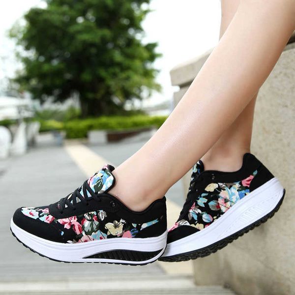 

dress shoes women shoes 2021fashion print sneakers women basket femme casual platform wedges sneakers chaussure femme women vulcanized shoes, Black