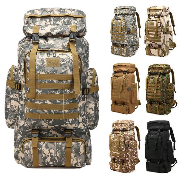 

outdoor bags 80l waterproof molle camo tactical backpack military army hiking camping travel rucksack sports climbing bag 230307