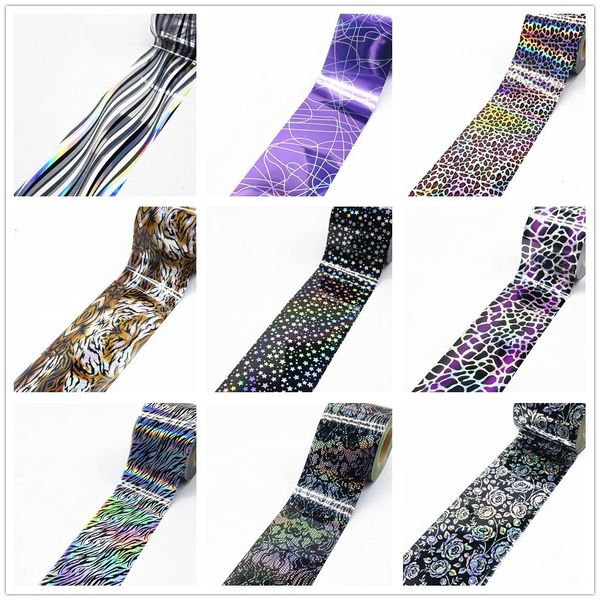 

stickers decals 1roll laser lace nail foils rose s transfer paper sticker leopard manicure set diy decorations 230307, Black
