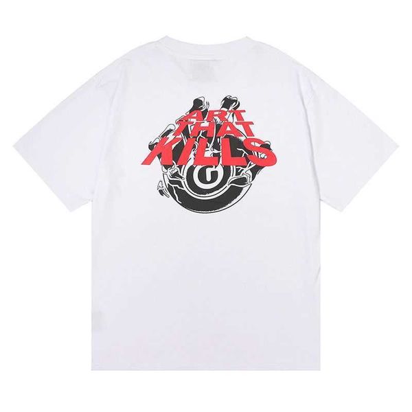 

american fashion brand art that kills magic hand t-shirt men's and women's round neck large short sleeve, Black;white