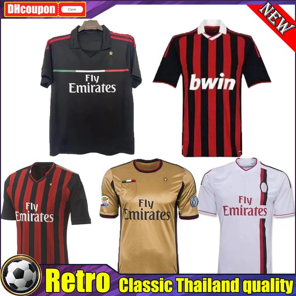 

maldini ac retro soccer jerseys 2009 2010 2011 2012 13 14 vintage football shirt 09 10 11 12 13 14 classic ac maglia da calcio inzaghi milan, Black;yellow