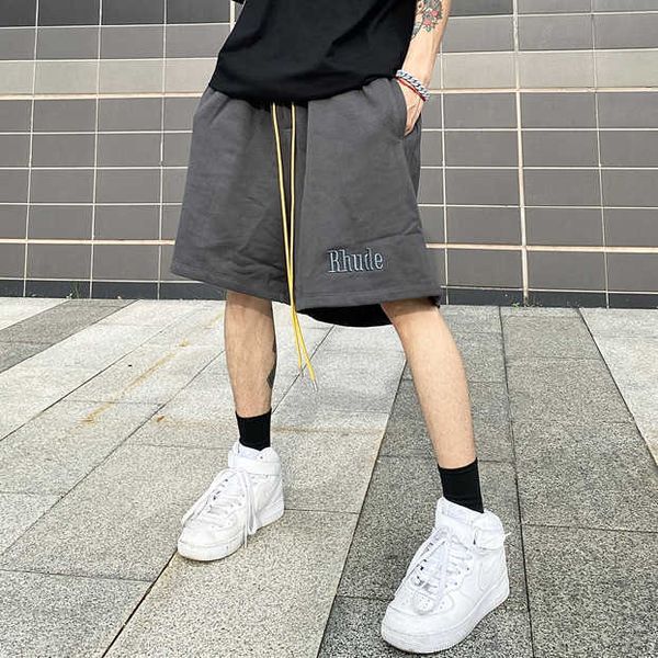 

designer men's shorts rhude shorts embroidered letters solid color highs street recreasive loose drawn universal capsule, White;black