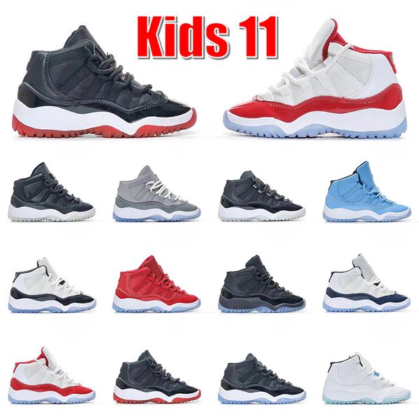 

kids 11 sneakers basketball shoes children baby shoe designer jumpmans 11s cherry bred space jam cool grey concord gamma blue toddler traine, Black