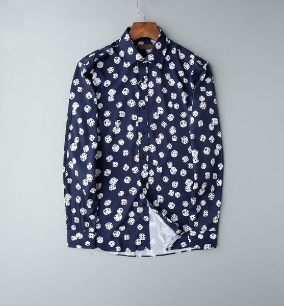 

2023 new high end printed color clock fashion high elasticity wrinkle proof fashion business leisure design small body slim fit long sleeve, White;black