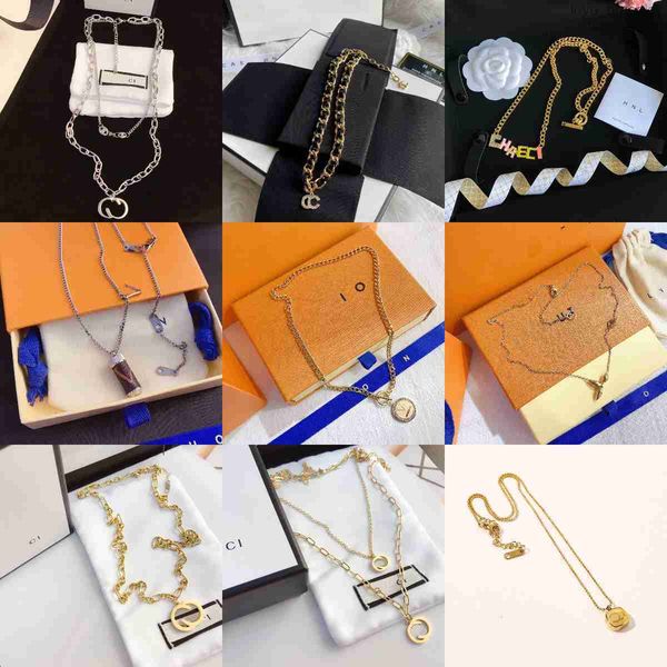 

20 style luxury designer necklace pendant necklaces designers stainless steel plated faux leather letter for women wedding jewelry out, Silver