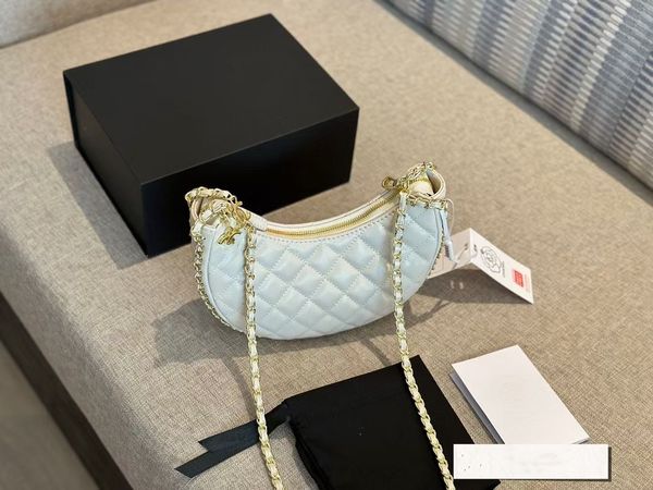 

designer bags womens loop hobo genuine leather shoulder bags gold chain handbag tote bag coated zipper crossbody bag strap bag crescent hand