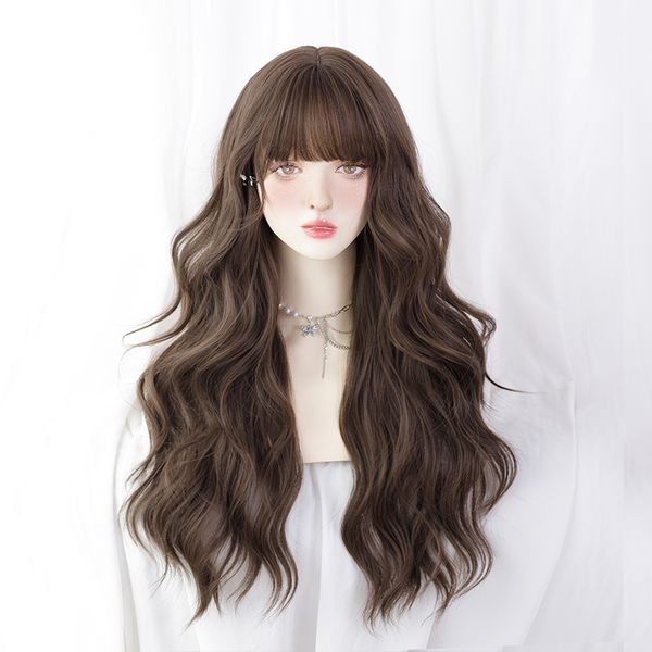 

synthetic wig asian fashion lolita cold brown women's daily curly hair, Black