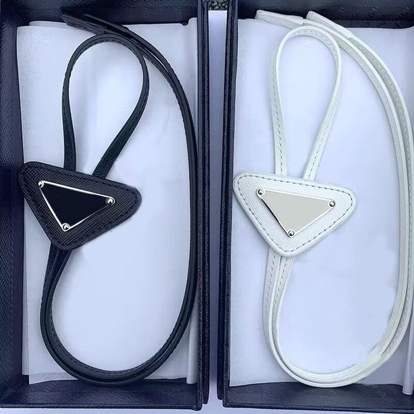

white bolo ties men luxury leather designer tie for women classic retro neckwear shirt letters solid color inverted triangle adjustable neck, Blue;purple