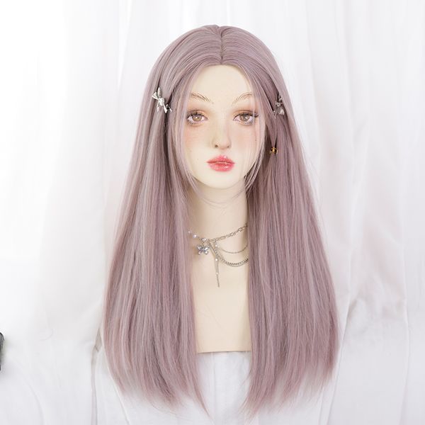 

synthetic wig asian fashion lolita women's daily grey purple straight hair, Black