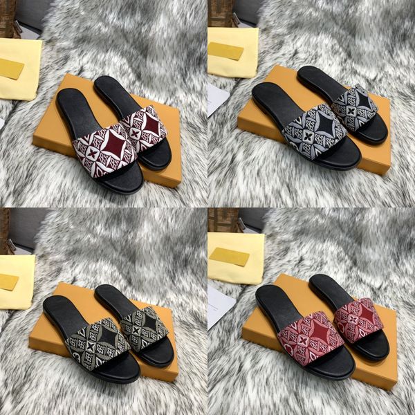 

fashion sandals designer luxury slippers raffia embroidered flat mules black pink pine green sky blue fuchsia summer women slipper beach sli