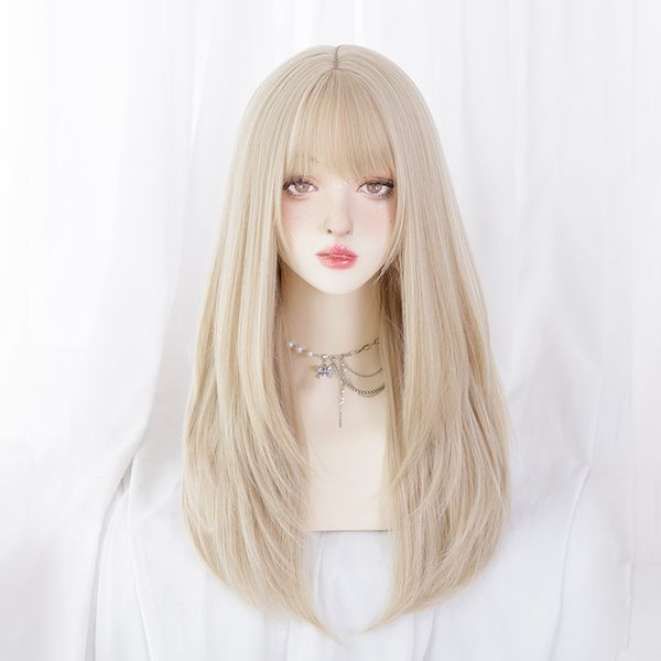 

synthetic wig asian fashion lolita everyday women's straight blonde hair, Black