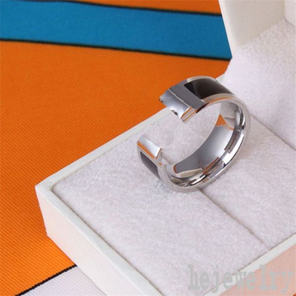 

rose gold color womens rings men letters classics luxury orange jewelry enamel red titanium steel thick wedding couple designer ring classic, Silver