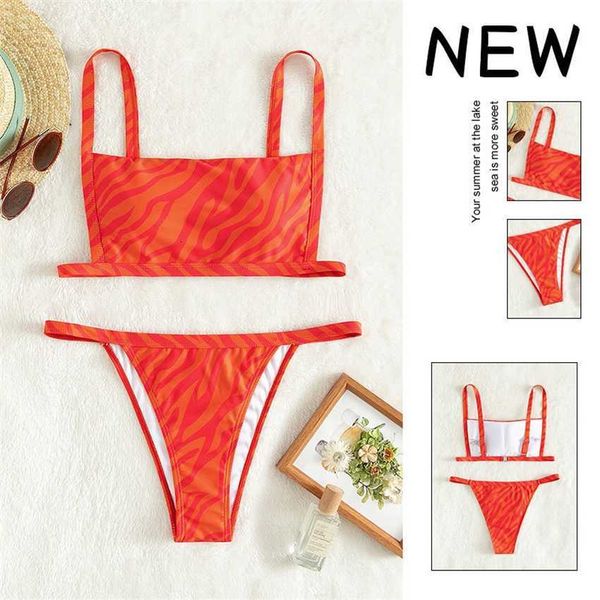 

bikini swimsuit 2023 new print thong split women, White;black