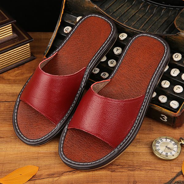 

dress shoes genuine leather slippers couple summer indoor home women plus size 35 44 230308, Black