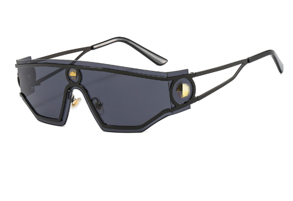 

new big brand metal large rim sunglasses personalized one-piece sunglasses fashion men and women glasses, White;black