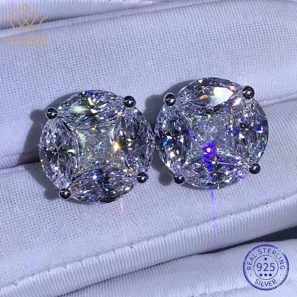 

stud wuiha 925 sterling silver 3ex crushed ice 10ct vvs white sapphire synthetic earrings for women gift drop 230307, Golden;silver