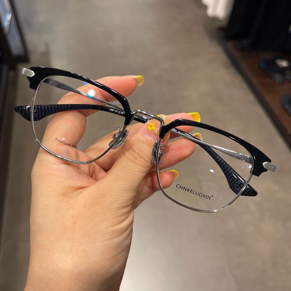 

brand men titanium eyeglasses frames ultralight square frame business optical glasses frame for men spectacle frame myopia glasses with orig, Silver